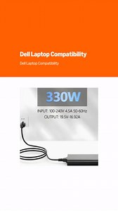 GaN 330W 19.5V 16.92A Slim AC Charger Fit for Dell Alienware X17 X51 M18x M17 Dell G15 G16 5530 7630 7620 LA330PM201 HA330PM201 DA330PM201 Laptop Supply Power Adapter Cord