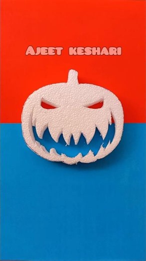 Halloween Pumpkin Craft Ideas | Thermocol Art And Craft | Thermocol Halloween Pumpkin Making Idea 🎃