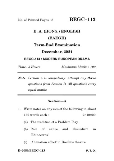 BEGC - 113 December 2024 Question Paper