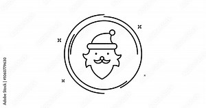 Santa Claus 2d animated outline icon. Santa Claus rotation appearance 4k motion design animation for web, mobile and ui design