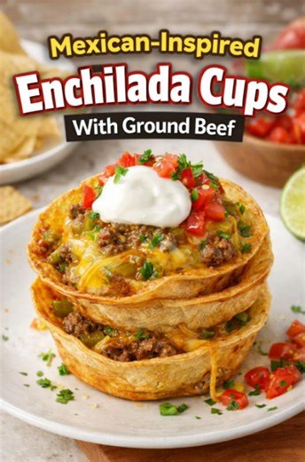 The enchilada cups with juicy ground beef everyone loves