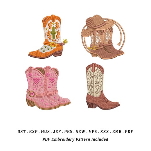 Western Cowboy Boots Embroidery Designs Bundle, EMB Included – Instant Download - Etsy UK