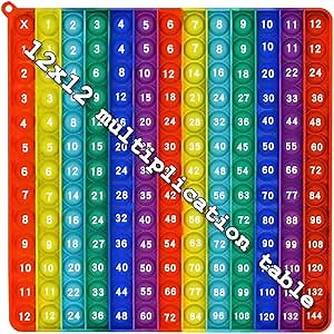 Multiplication ​Rainbow Pop Fidget Math Learning Toy, Multiplication Table Educational Game, 12x12multiplication pop Multiplication Exercise Educational Math Game Board Abacus for Kids Math