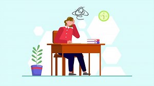 Animated Student learning concept. Full length animation illustration. High quality 4k footage