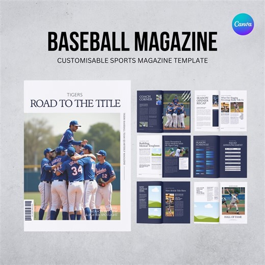 Baseball Magazine Newsletter Template, 20 Pages of Fully Customizable Canva Templates - US Letter Size - Digital Download Only - Etsy Canada