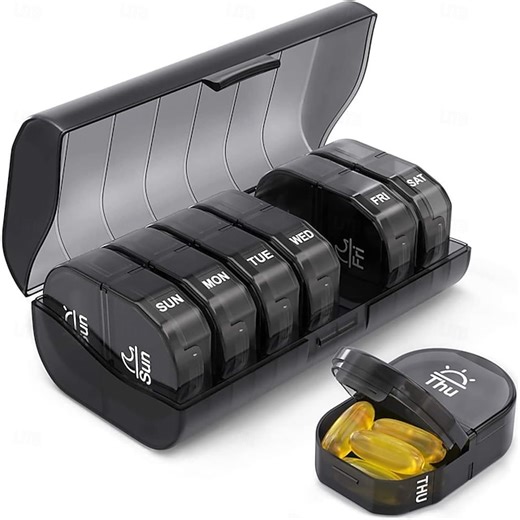 Weekly Pill Organizer 2 Times A Day Removable, 7 Day Portable Pill Box Case, Am/Pm Airtight Pill Container, Travel Daily Small Medicine Planner to Hold Medicine, Vitamins and Fish Oils 2025