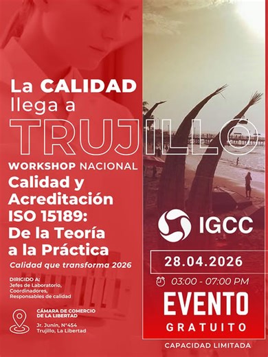 📍 Trujillo, ya estamos aquí. Llegamos con un propósito claro: compartir experiencia, conocimiento y visión de calidad con todos los profesionales del laboratorio de esta ciudad. Porque la calidad no solo se enseña… se vive, se comparte y se construye en conjunto. 🔬 Hoy iniciamos este encuentro con quienes están comprometidos con hacer las cosas bien, con criterio técnico y enfoque en el paciente. 🚀 Te invitamos a ser parte de esta nueva experiencia de calidad en Trujillo. Nos vemos en el work