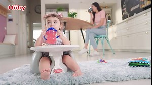 Nuby My Floor Seat - Portable Baby Chair with Soft Foam Cushion, Safety Harness, and High Back Design - 4+ Months - Blue