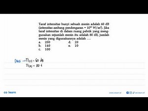 The sound intensity level of a machine is 60 dB (hearing threshold intensity = 10^12 W / m^2...