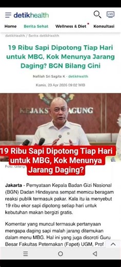 19 Ribu Sapi Dipotong Tiap Hari untuk MBG, Kok Menunya Jarang Daging? BGN Bilang Gini