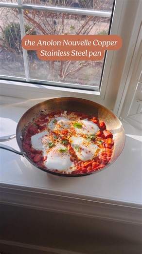 Go beyond stainless steel with your new secret weapon: the Anolon Nouvelle Stainless Steel Pan. Featuring a copper core with excellent heat responsiveness and fast, even heating. Nouvelle Stainless Steel is game-changing cookware. ✨ Elegant mirror-polished stainless steel 🔥 Optimum heat control ✅ Oven safe up to 500°F | Anolon