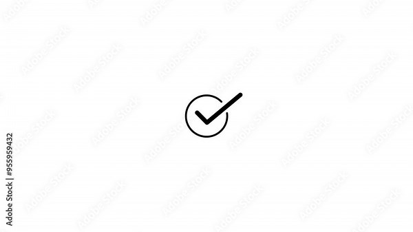 Check mark icon animation,simple correct complete work check mark icon