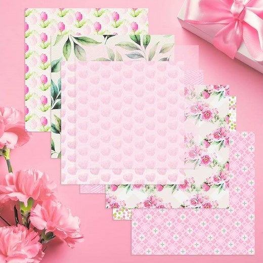 Pink floral printable scrapbook papers 04