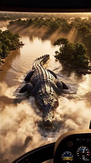 World's largest alligator captured on camera in the Amazon! 😱🌳#AmazonDiscovery #GiantBeast