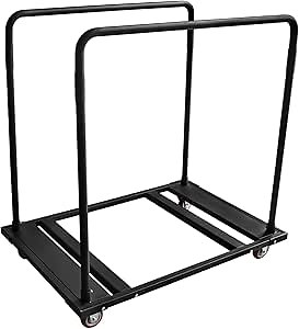 Folding Table Cart Rack for 60" Round Tables, Heavy Duty Table Trolley Black Table Rolling Casters for Reataurant, Party, Hotel Furniture 10 Table Capacity
