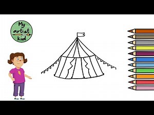 How to Draw a Circus Tent - Easy drawing, painting and coloring for kids