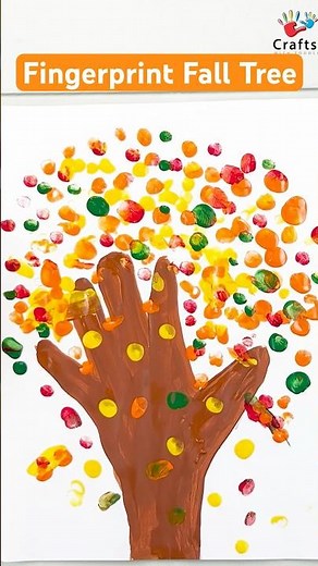 Fingerprint fall tree art🍁🍂 | Autumn/ fall craft ideas #shorts #falltree #autumn #fallcrafts