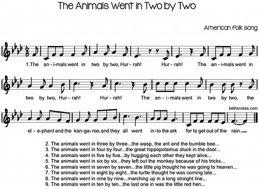 Animals Went in Two By Two Beth's Notes Songs   Resources
