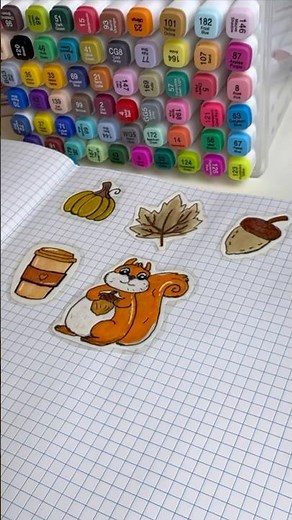 Making a Cute Autumn Squirrel Sticker 🍁🧡 #art #relaxing #sticker #coloring #youtubeshorts