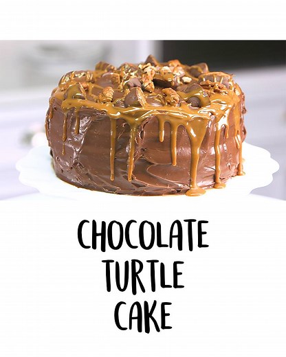 Is this legal? Pretty sure this much chocolate is not legal. CHOCOLATE TURTLE CAKE: http://trib.al/ls6wztc | Well Done by MyRecipes