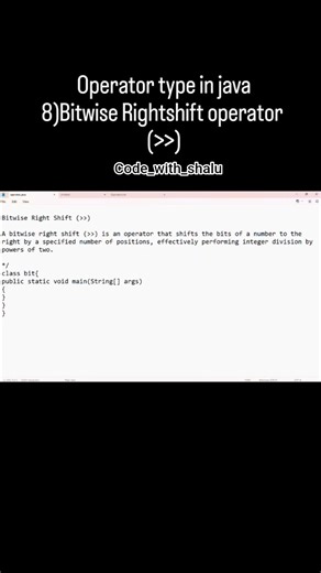 Operator type in java8)Bitwise Leftshift operator #java #exam #coding #operatorseries #viral#explore