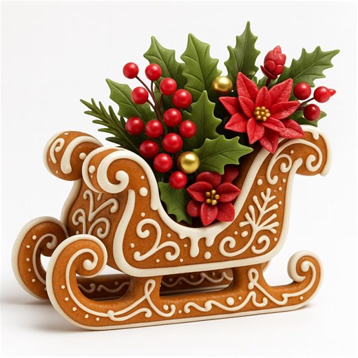 Gingerbread Sleigh STL – Christmas Floral 3D Model (digital Download) - Etsy