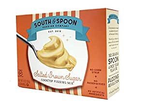 South & Spoon Gourmet Cook & Serve Salted Brown Sugar Pudding Mix and Pie Filling, All Natural Ingredients, Gluten Free, Kosher, No Preservatives, 12-Pack of 4-oz. Boxes