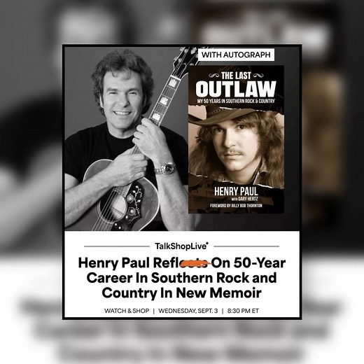 Tonight is the night! Catch Henry Paul live at 8:30 EST and learn all about his new book and order your very own signed copy! https://talkshop.live/watch/nBtyJZ80KU6c | Outlaws