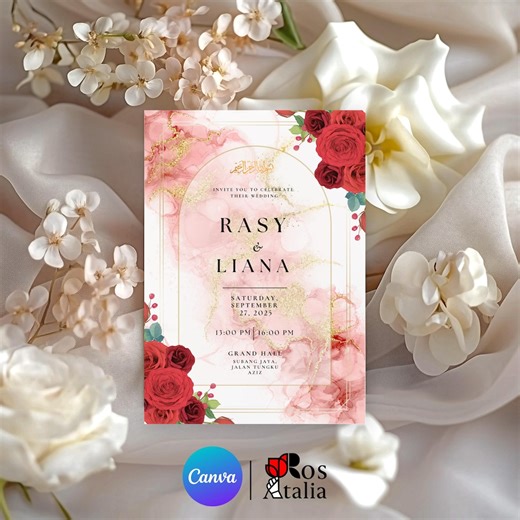 Editable Islamic Wedding Invitation: Floral Muslim Nikkah, Walima Invite (digital Download) - Etsy