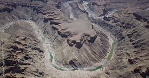 4K Aerial drone footage of Fish River Canyon in Namibia, Africa. Namib-Naukluft National Park. Cinematic High quality 4k footage.