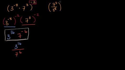 Powers of products \u0026 quotients (integer exponents)