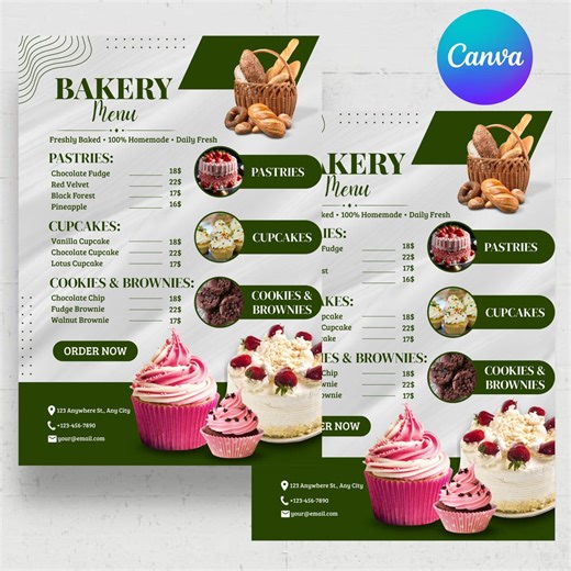 Bakery Menu Flyer Template | Canva Editable Bakery Menu | Pastry Cupcake Cookies Menu | Digital Download L Cookie Business Marketing - Etsy