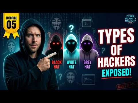 Tutorial 5 | Types of Hackers Explained | Black & White Hat, Grey Hat | Cyber Security Mastery 2026
