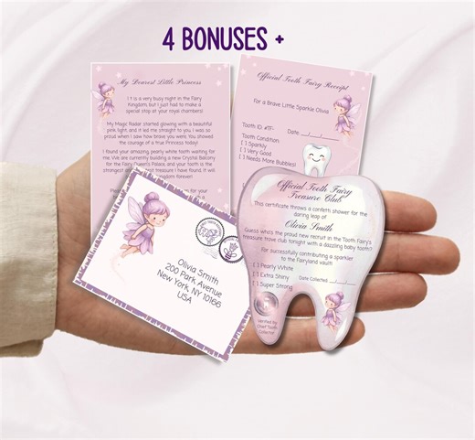 Mini Tooth Fairy Letter Set Purple/lavender, Printable Tooth Fairy Kit With Envelope, Certificate, Fairy Letter and Receipt, Canva Templates - Etsy