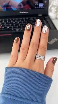 Easy nail art for short nails🤎🤍