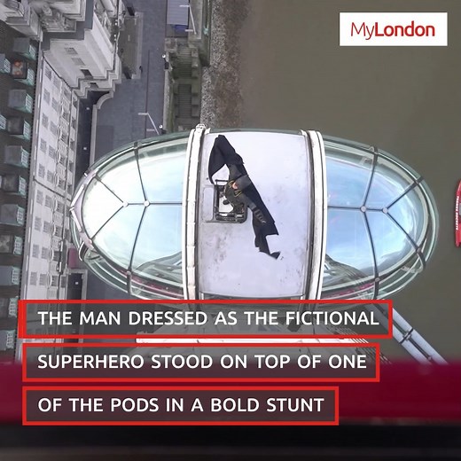 A figure dressed as Batman was spotted standing on top of the London Eye this morning | My South London
