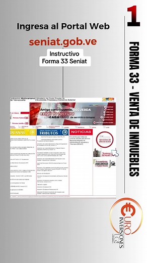 La forma 33 es un impuedto que debe psgsr el vendedor de un inmueble 💵; siempre y cuando no esté registrado como Vivienda Principal. Este impuesto se calcula 📝en base al 0,5% del monto del precio de vents indicado en el documento de compra-venta. Los bancos mas utilizados pars el pago de este compromiso son: ✅ Venezuela ✅Tesoro ✅Bicentenario ✅Pago en efectivo taquillas del seniat. #seniat #compraventa #vendedor #comprador #ventadeinmuebles #impuesto #instructivo