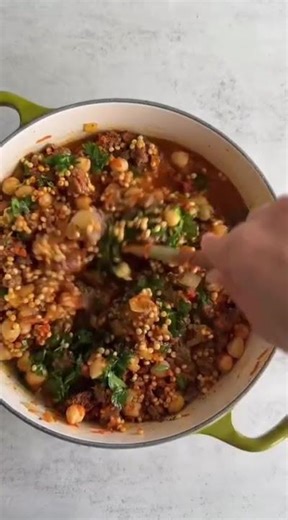 pearled couscous with beef & chickpeas