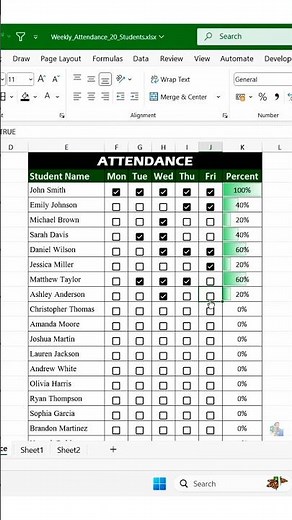Smart Way to Take Attendance in MS Excel | One Click Trick You’ll Actually Use!#ExcelTips