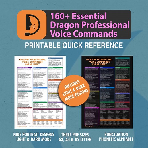 Dragon Professional Commands Cheat Sheet, Dragon Voice Commands Cheat Sheet, Quick Reference Guide, Dragon Commands for Microsoft Excel - Etsy
