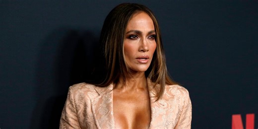 Jennifer Lopez Wears Nothing but a Lace-Trimmed Black Bra Beneath Her Boxy Blazer