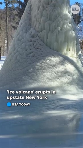 A massive "ice volcano" erupted in upstate New York. The cone of ice formed on top of a fountain in Letchworth State Park in Castile, NY | USA TODAY