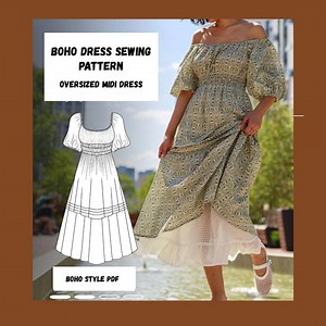 Vintage Boho Linen Dress Sewing Pattern: High Waist Cottagecore (PDF Pattern) - Etsy