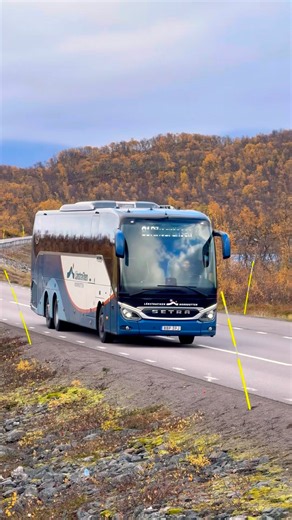 Setra passing by in beautiful autumn colors 🍂 #setra #autumn #bus #mountain #nature