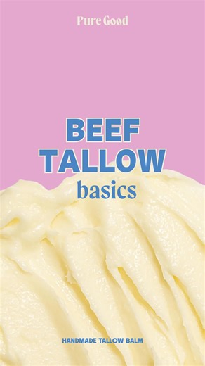 Pure Good | Clean Skincare & Handcrafted Tallow Balms on Instagram: "Beef Tallow Basics Part 1 🐄 Not all beef fat is created equal. Beef tallow has been used in skincare for generations because it closely mimics our skin’s natural oils. But the quality of tallow depends on what it’s made from. That’s why we use suet. The clean, nutrient-dense fat from around the kidneys. It produces a higher quality, more refined tallow that’s especially suited for skincare. What you start with matters. This is