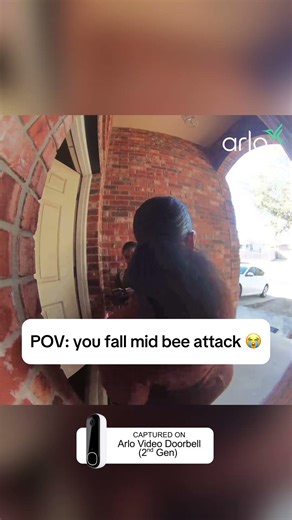 Funny bee attack reaction caught on camera 🐝 #securitycamera #doorbellcam #videodoorbell