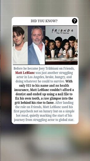 Matt Leblanc Went From Broke To Famous Overnight! 😱