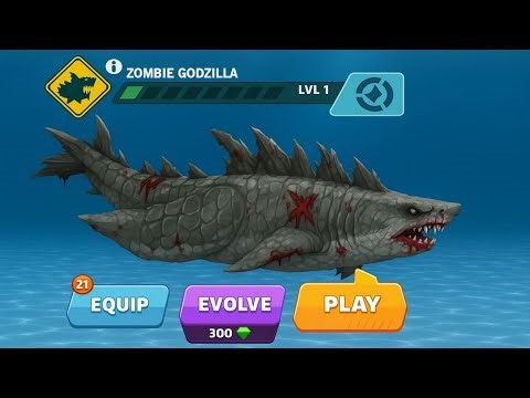 ZOMBIE GODZILLA UNLOCKED AND ZOMBIE GODZILLA GAMEPLAY - Hungry Shark Evolution