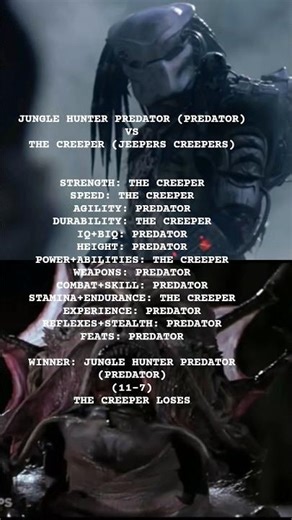 JUNGLE HUNTER PREDATOR (PREDATOR) VS THE CREEPER (JEEPERS CREEPERS)