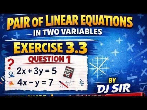 Class 10 math | pair of linear equation in two variable |exercise 3.3. | Question 1 | NCERT | CBSE